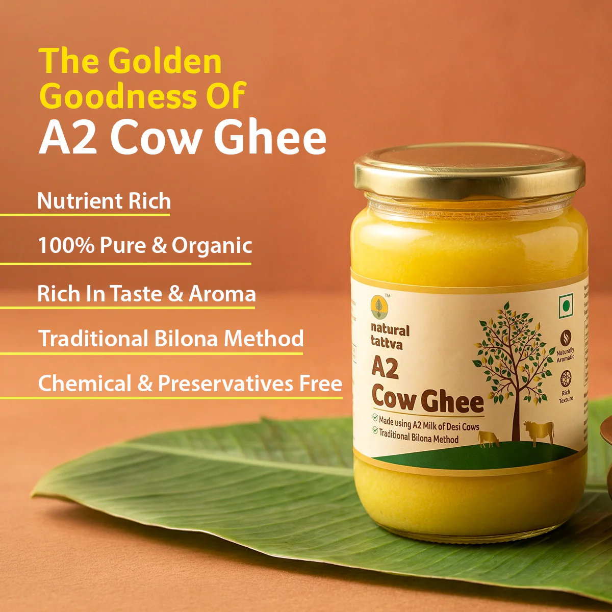 Natural Tattva A2 Cow Ghee - 1L - Image 3