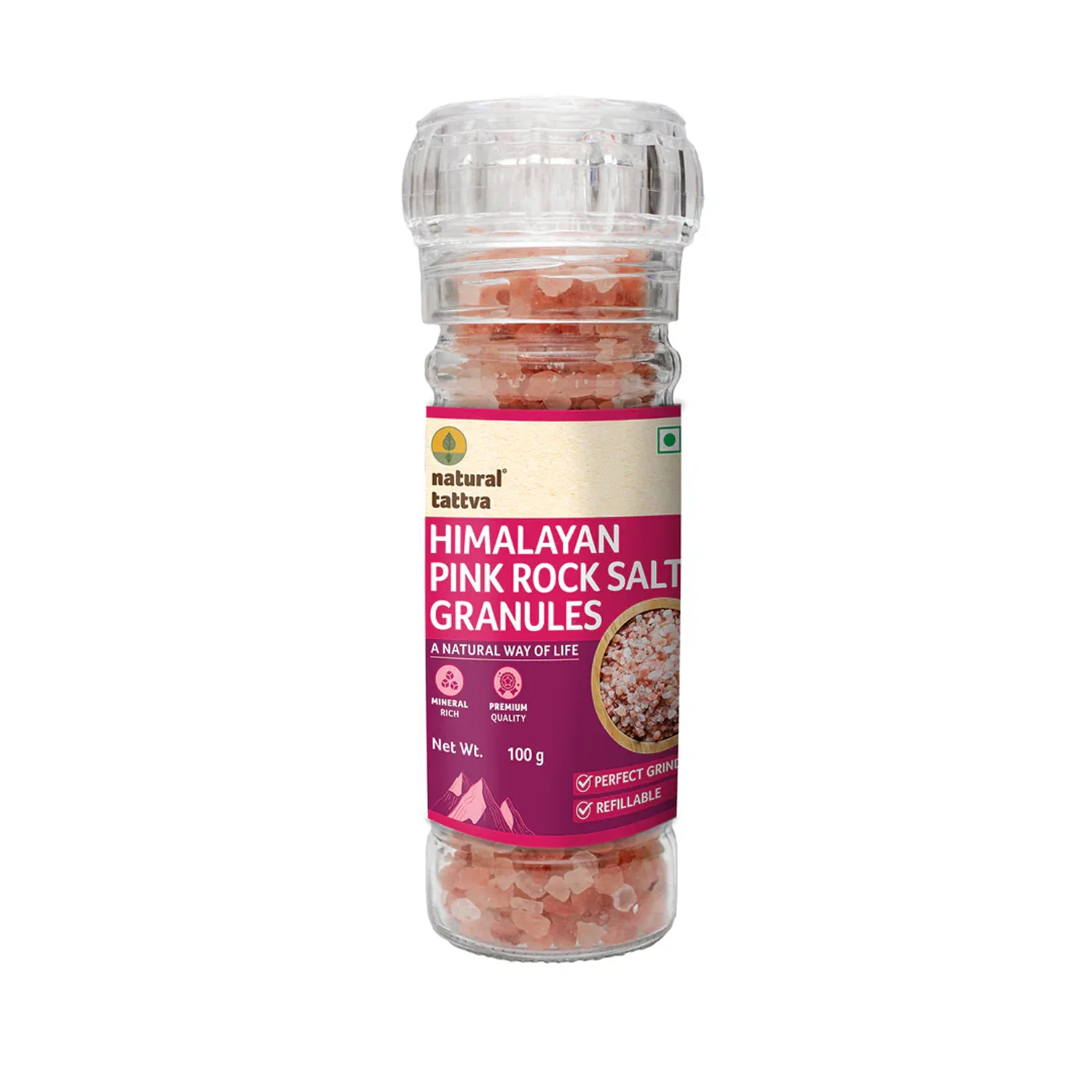 NATURAL TATTVA Himalayan Pink Rock Salt Granules, Grinder - Image 8