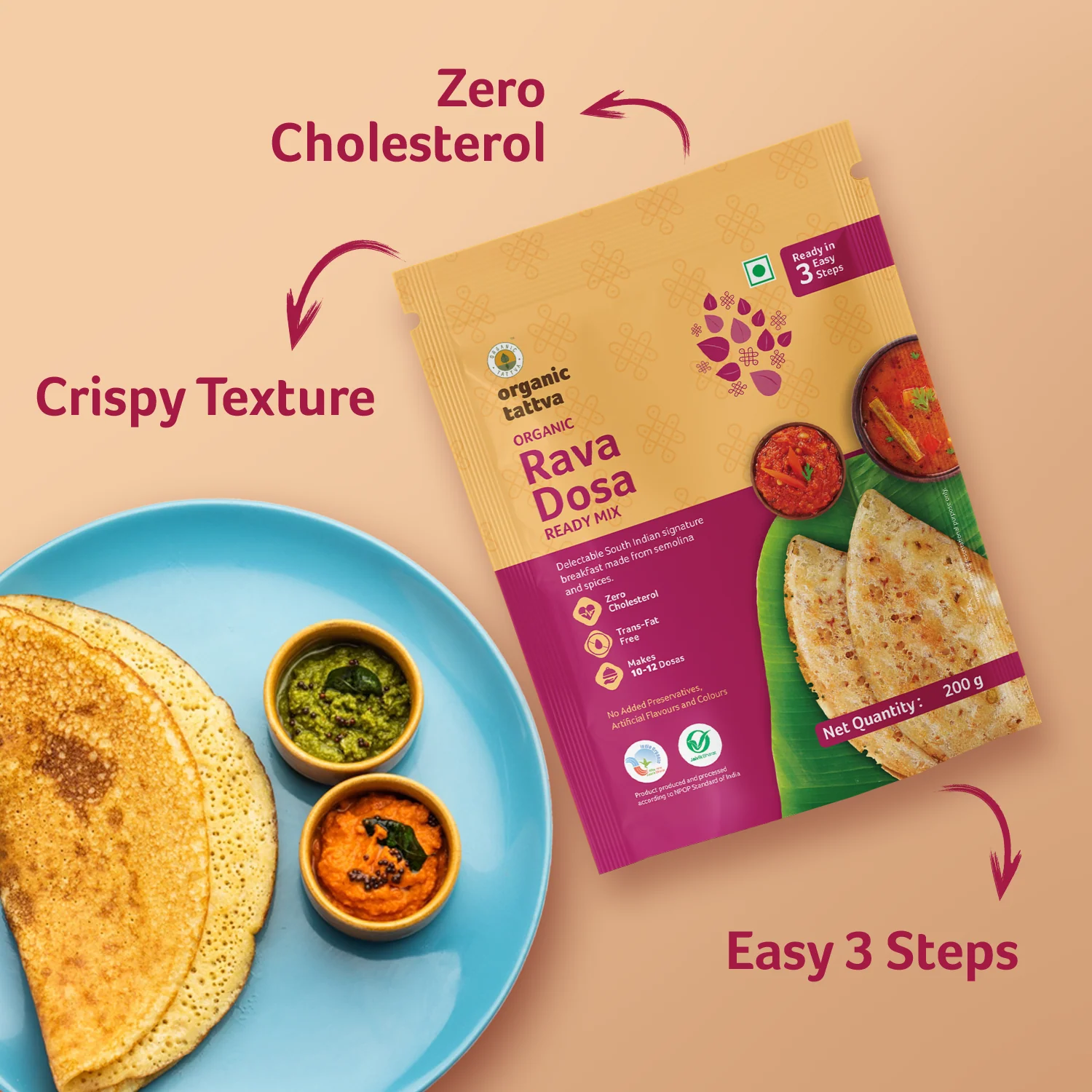 Organic Rava Dosa Ready Mix - Image 2