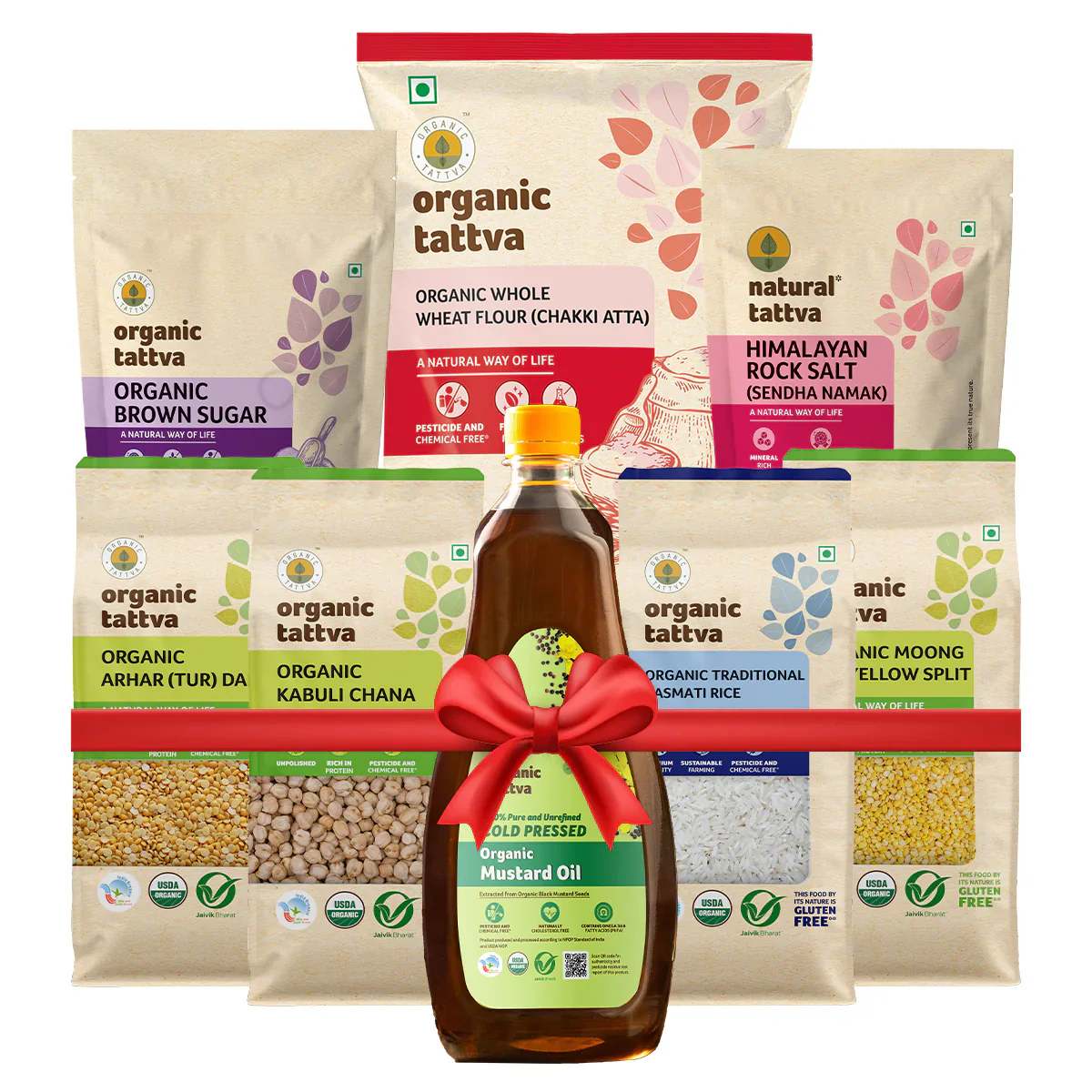 Organic Starter Pack - Wheat flour ,Mustard oil, Basmati Rice, Arhar Dal, Moong Dal, Kabuli chana, Brown sugar, Rock Salt - Image 8